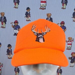 Vintage Big Buck Deer stitched thick foam orange & brown hunting snapback hat